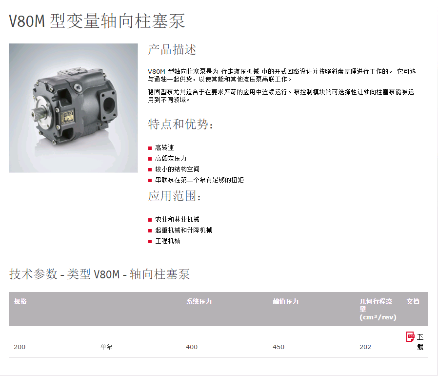 哈威軸向柱塞變量泵V80M(圖1)